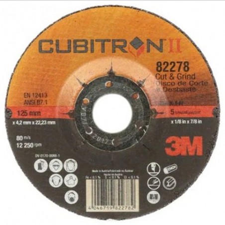 Disques 2en1 ébarbage et tronçonnage 3M Cubitron II 125x4,2mm-Grain 36