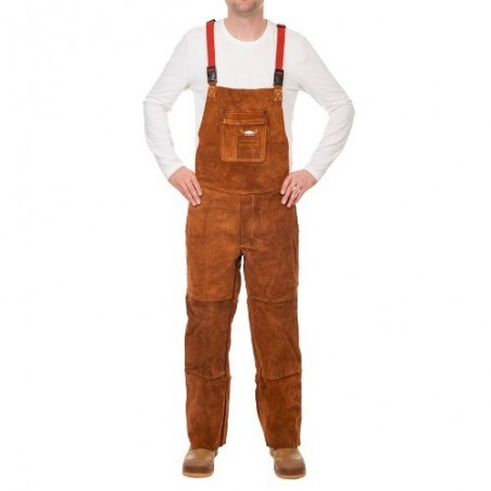 Salopette de soudeur Lava Brown en cuir de croûte de bovin