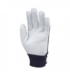 Gants maîtrise fleur chèvre, jersey bleu, manch.agrip