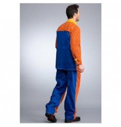 Pantalon de soudeur en cuir croûté RHT et coton - Orange/Bleu