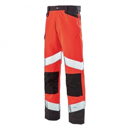 Pantalon Haute visibilité Fluo Tech - Rouge Fluo / Gris charcoal