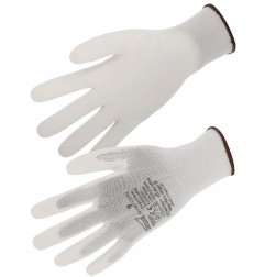 Gants nylon blanc NYM713PU - paume enduite PU blanc - Lot de 10 paires