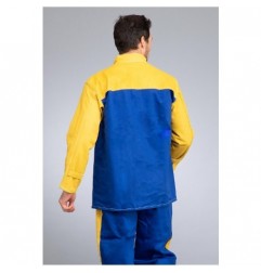 Veste de Soudeur en Cuir Fleur/Coton - Bleu/Jaune