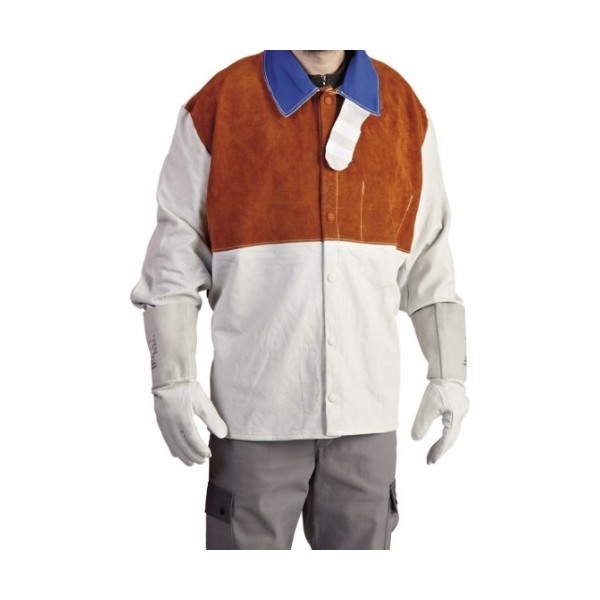 Veste de Soudeur en fleur et croûte de bovin traitée anti chaleur